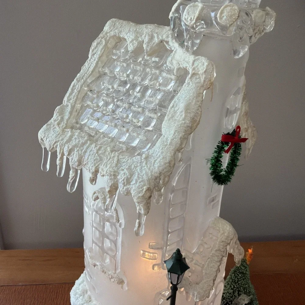 Vintage Christmas Light Up Church Plastic‎ Crystal Look WORKS 1980s 13